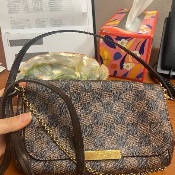 Louis Vuitton Favorite MM Damier Ebene Chain Handbag Brown - Picture 1 of 12